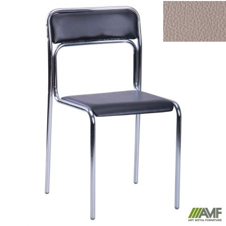 Стілець кухонний AMF Аскона Хром Шкiрзам бежевий (218539)